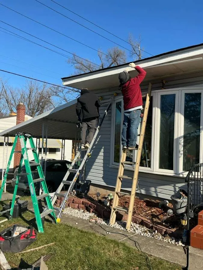 Restoration crew performing exterior repair in Westville